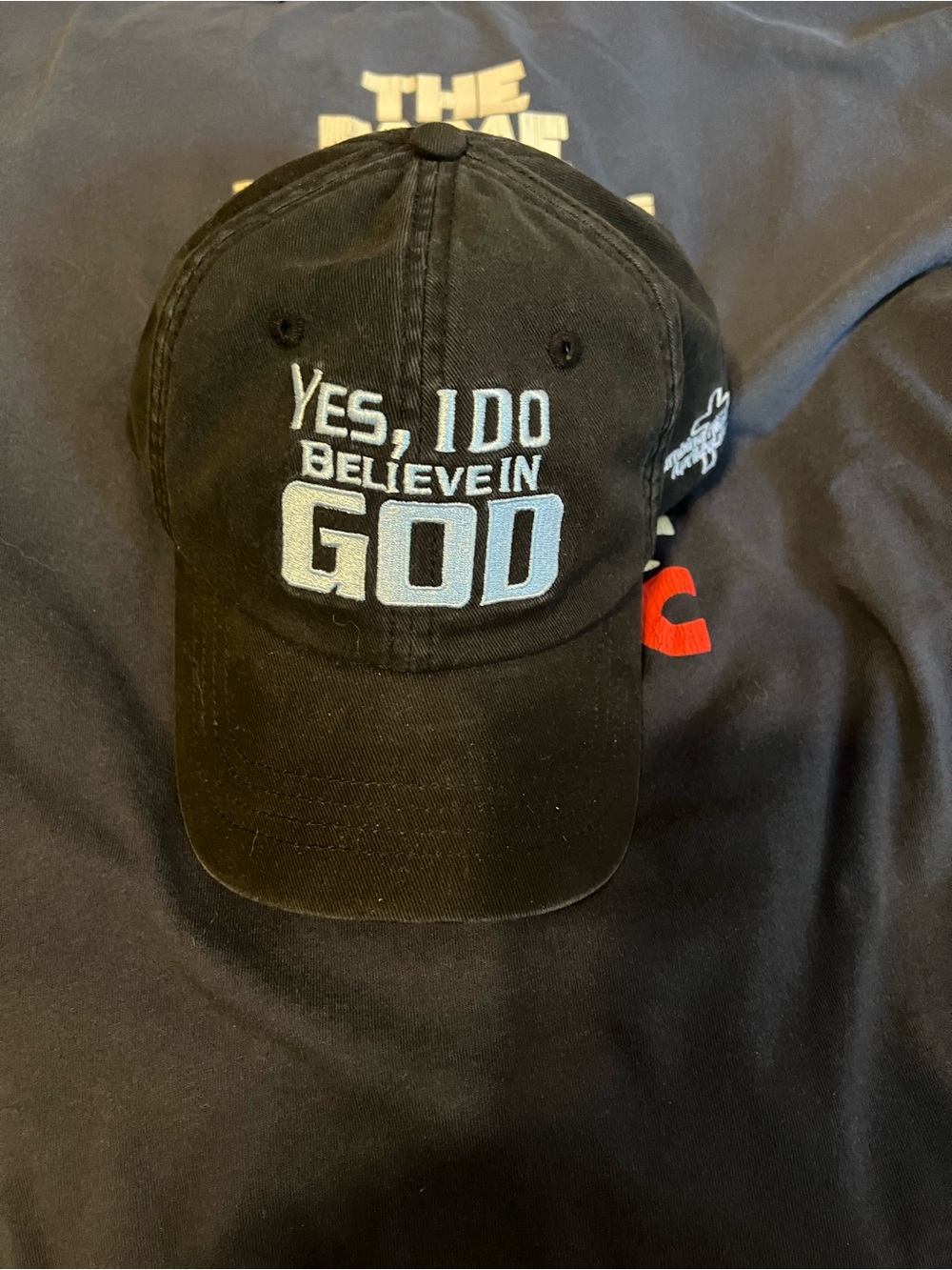 ENFANTS RICHES DEPRIMES YES I DO BELIEVE IN GOD ADJUSTABLE DAD HAT NAVY BLUE